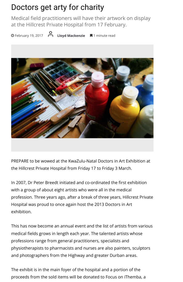 Dr. Peter Breedt - Doctors get arty for charity